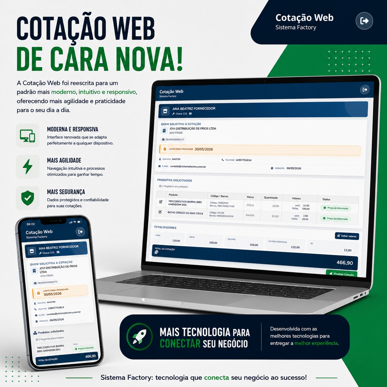 Nova interface da Cotação Web