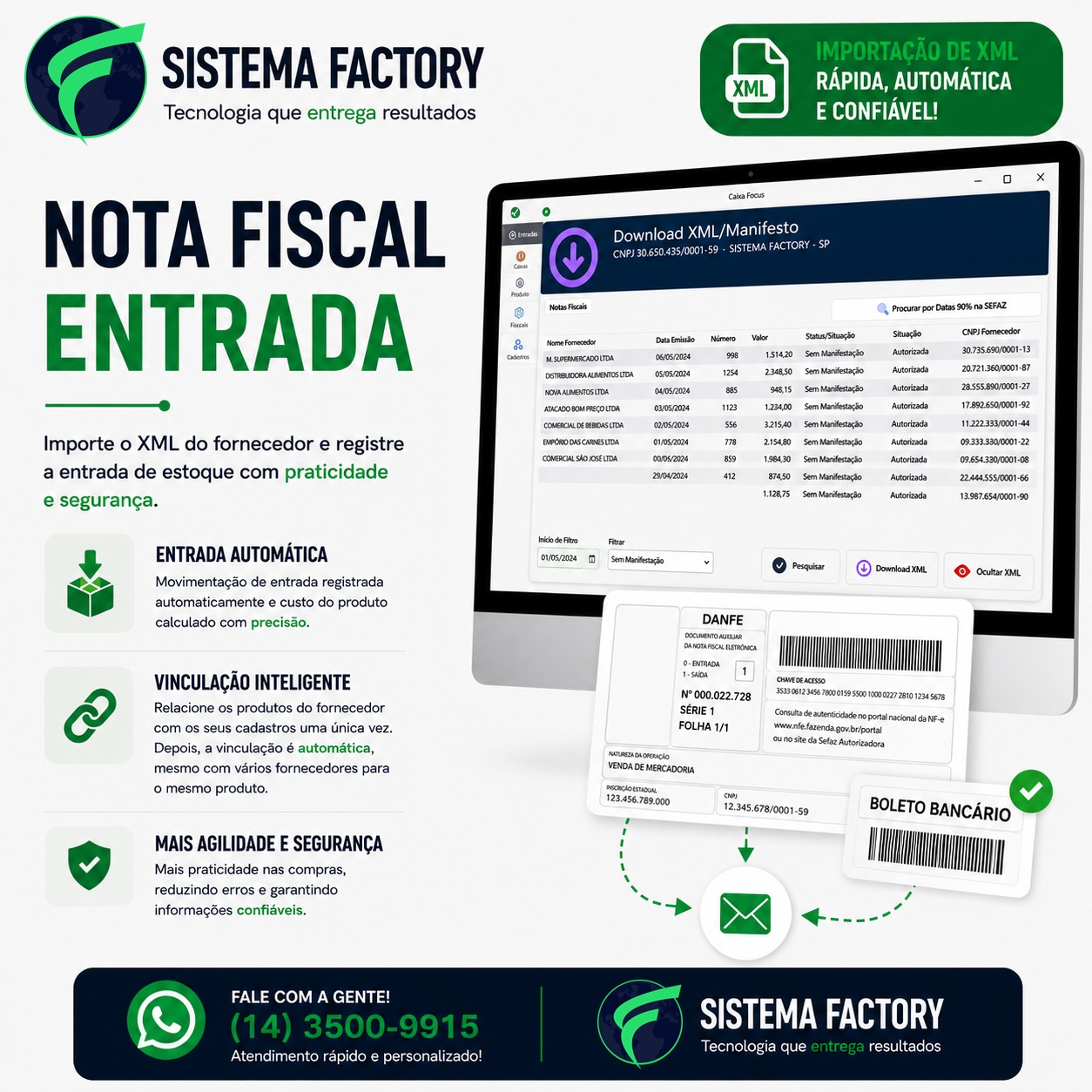 Importação de XML para entrada de nota fiscal