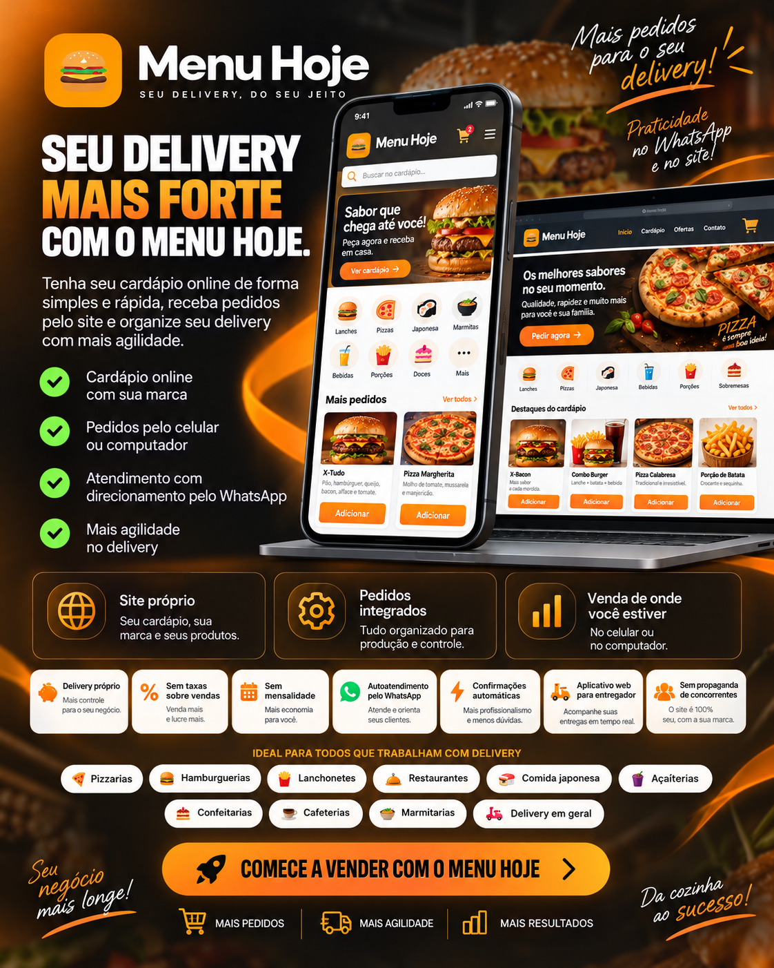 Menu Hoje, plataforma própria de delivery para gastronomia